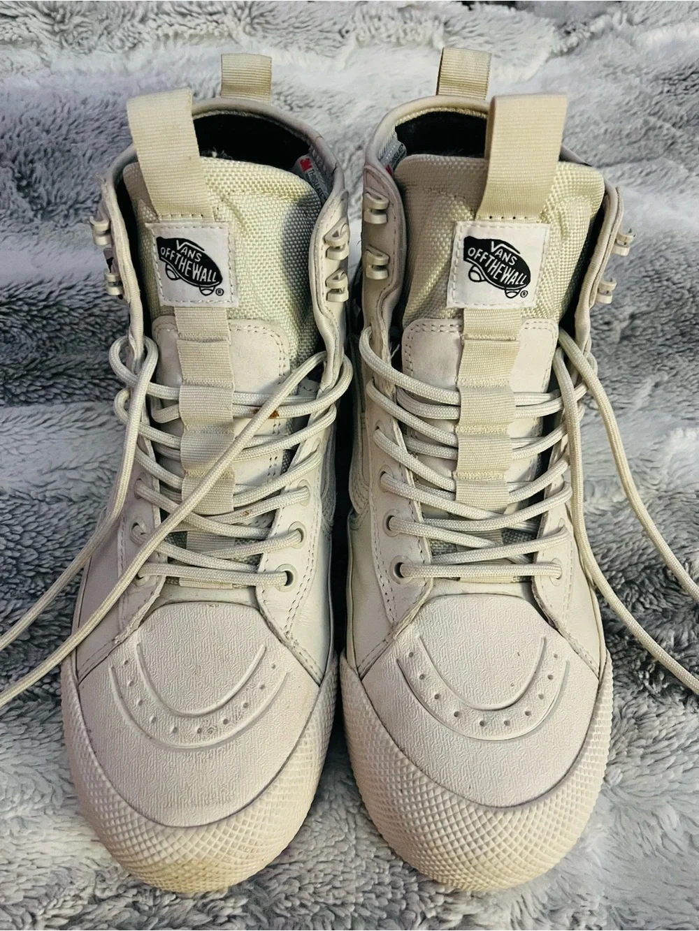 Vans Cream High-Top Lace-Up Sneakers